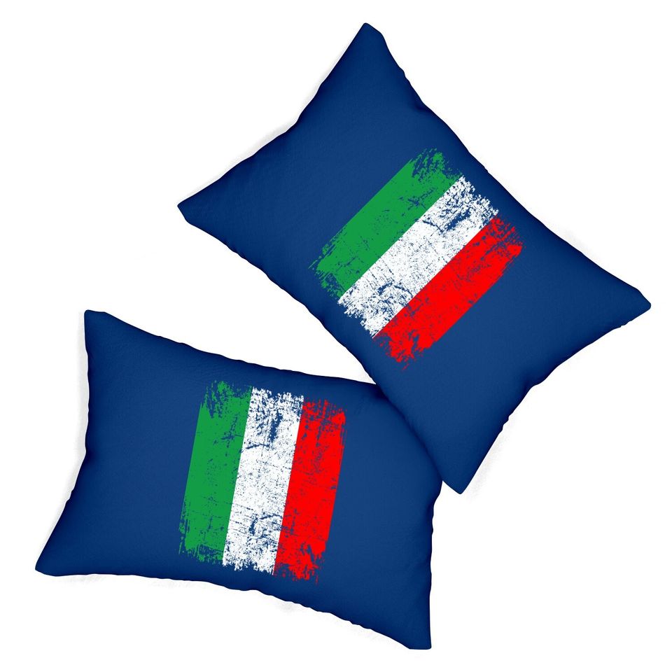 Italy Flag Vintage Distressed Lumbar Pillow