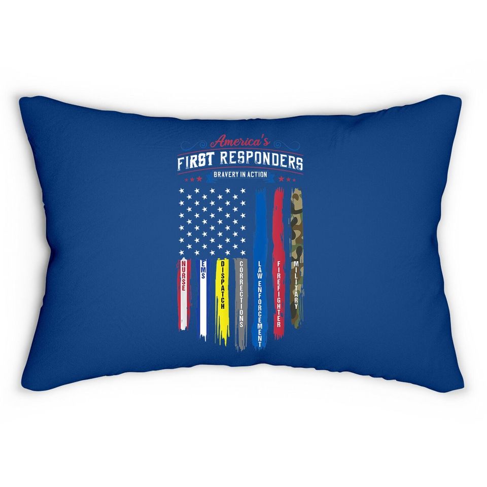 America's First Responders Flag Support American Heroes Lumbar Pillow