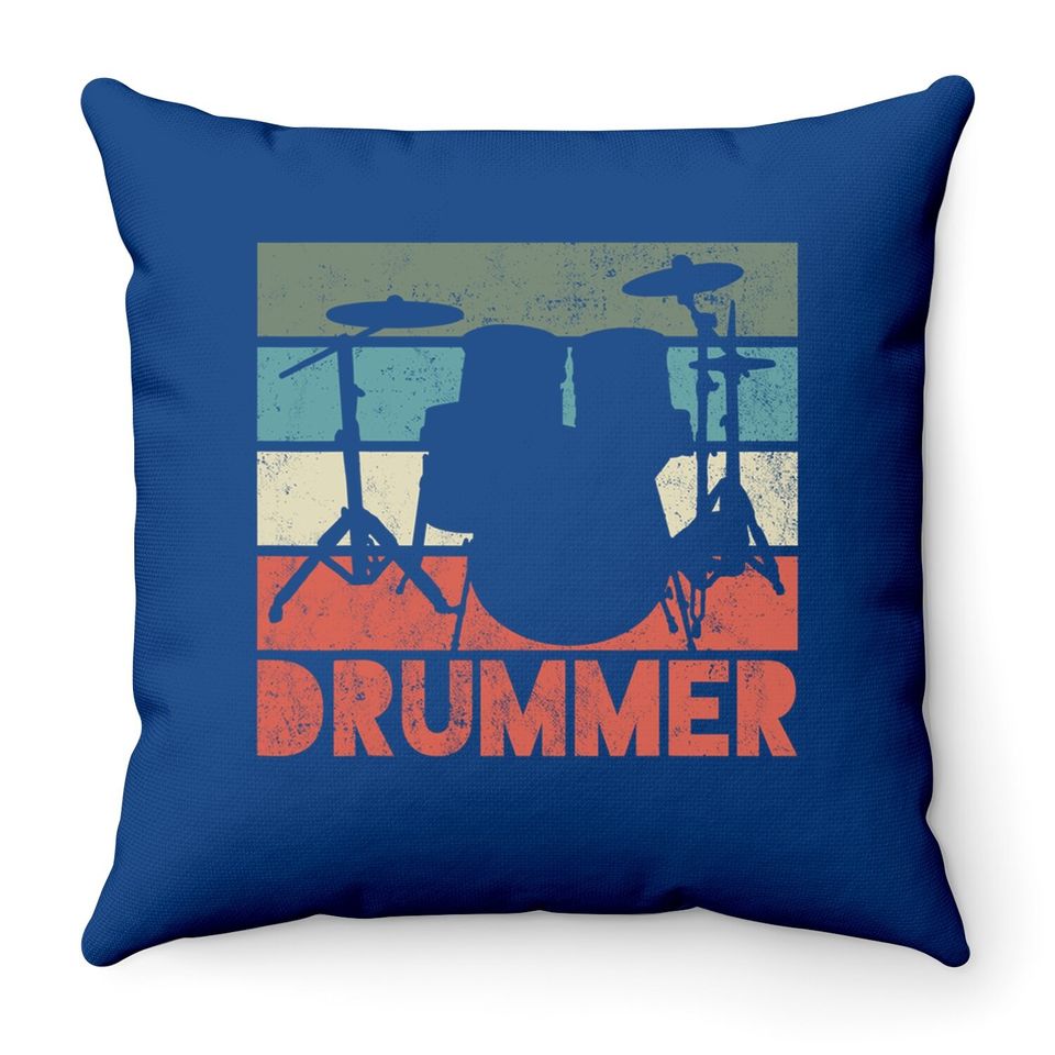 Drummer Drum Set Vintage Retro Gift Throw Pillow