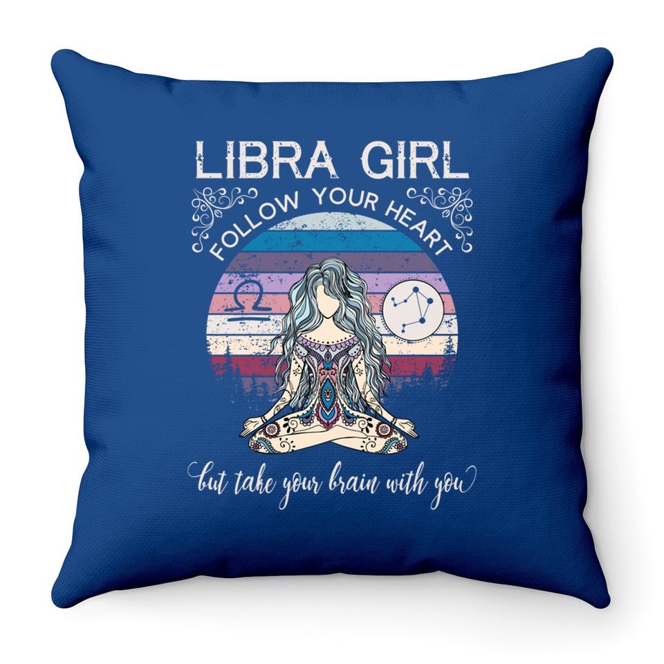 Libra Girl Retro Zodiac Throw Pillow