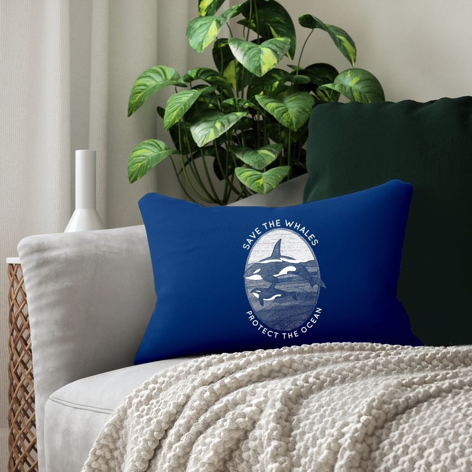 Save The Whales: Protect The Ocean Orca Killer Whales Lumbar Pillow