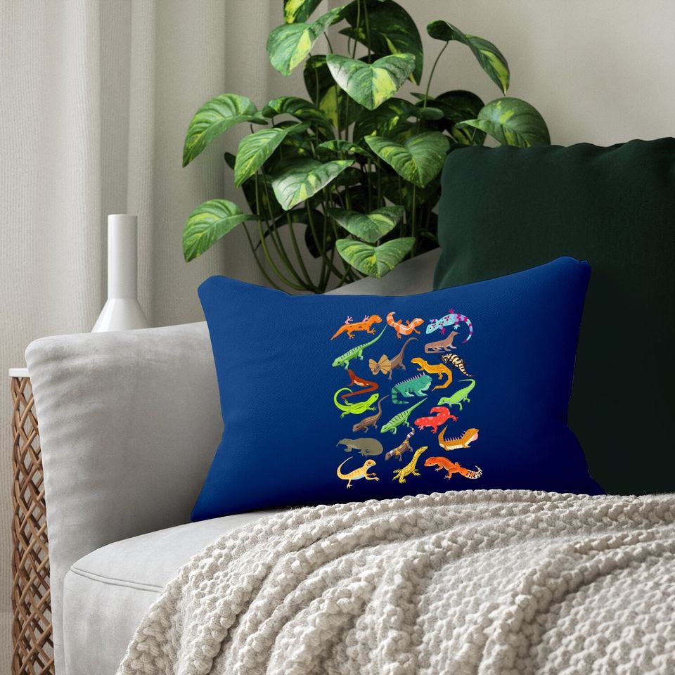 Lizard Collage Lumbar Pillow