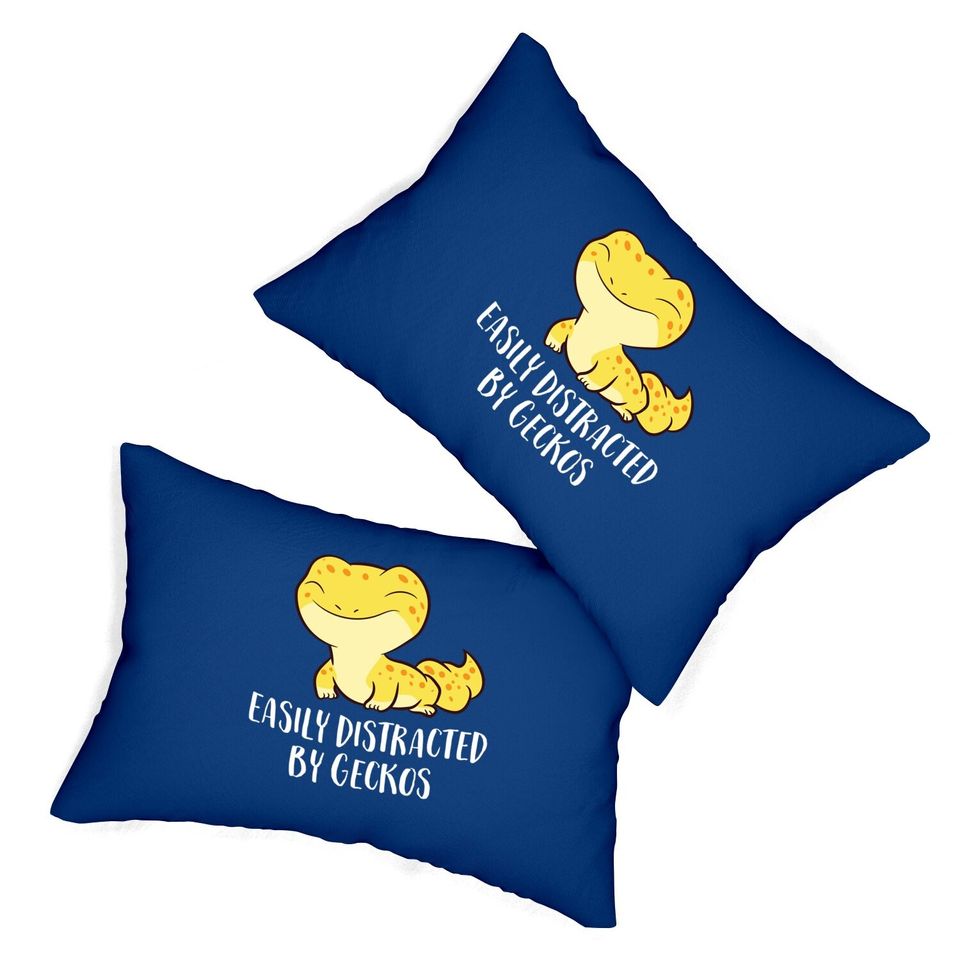 Easily Distracted By Geckos Cute Leopard Lizard Lumbar Pillow