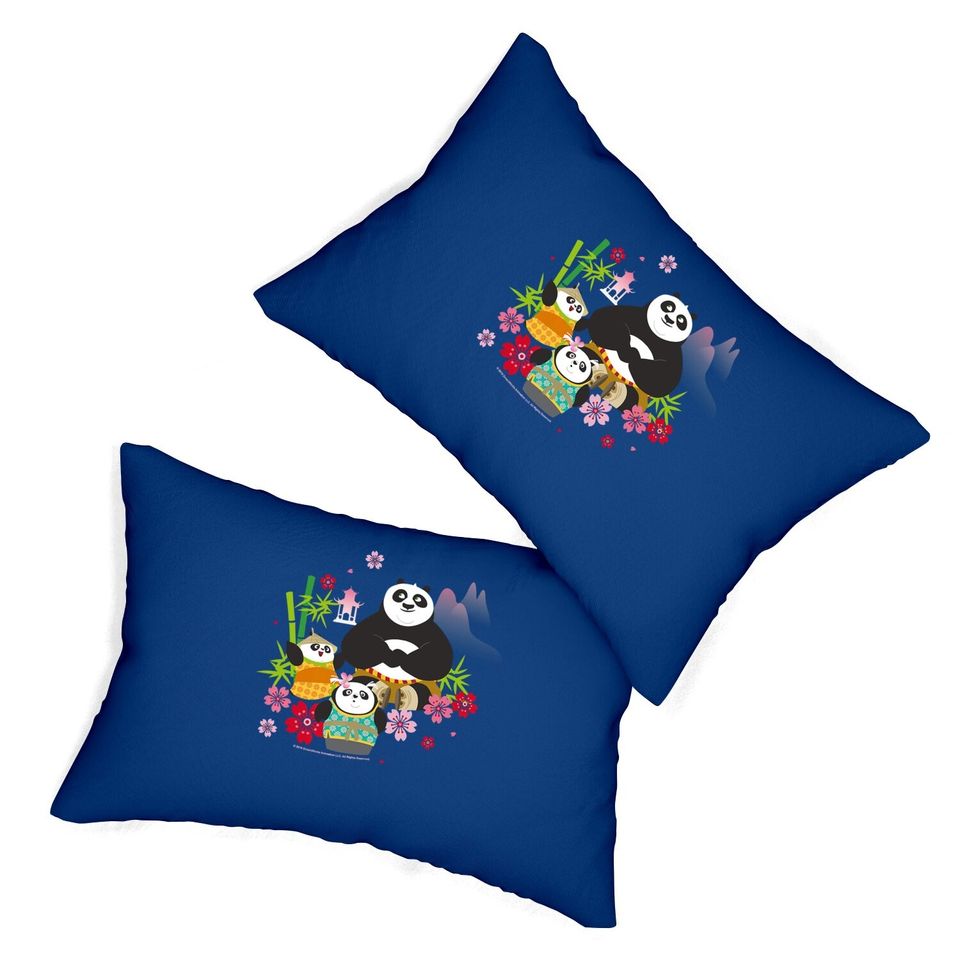 Kung Fu Panda Po And Pandas Floral Lumbar Pillow