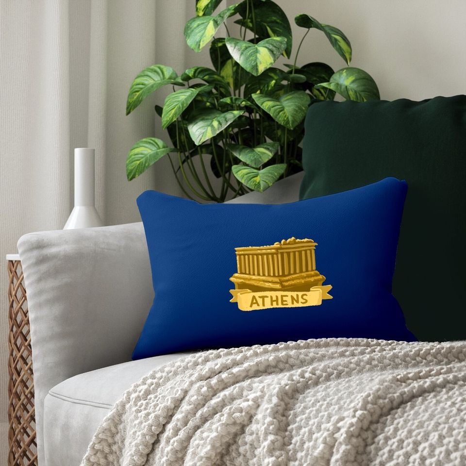 Athens Greece Acropolis Parthenon Gold Lumbar Pillow