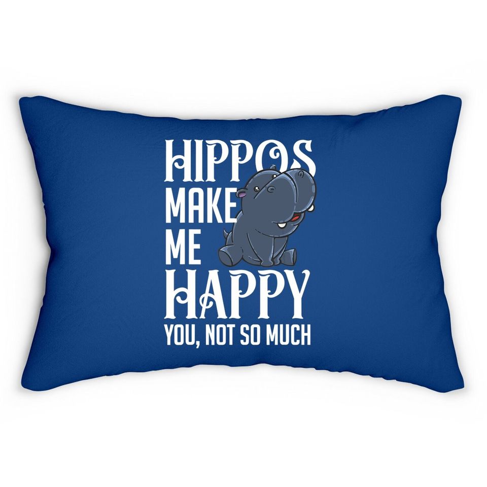 Hippos Make Me Happy Hippopotamus Hippo Lumbar Pillow