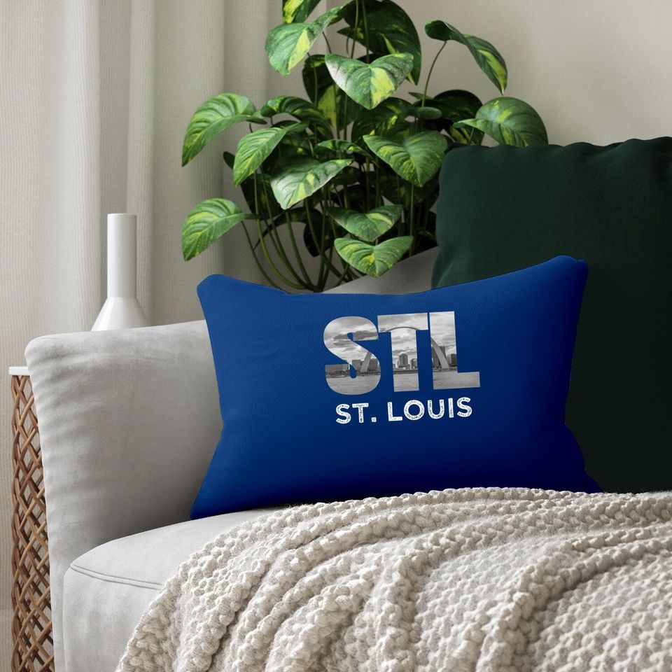 Downtown St Louis Missouri Skyline Art Gateway Arch Lumbar Pillow