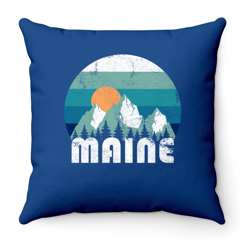 Maine State Retro Vintage Throw Pillow