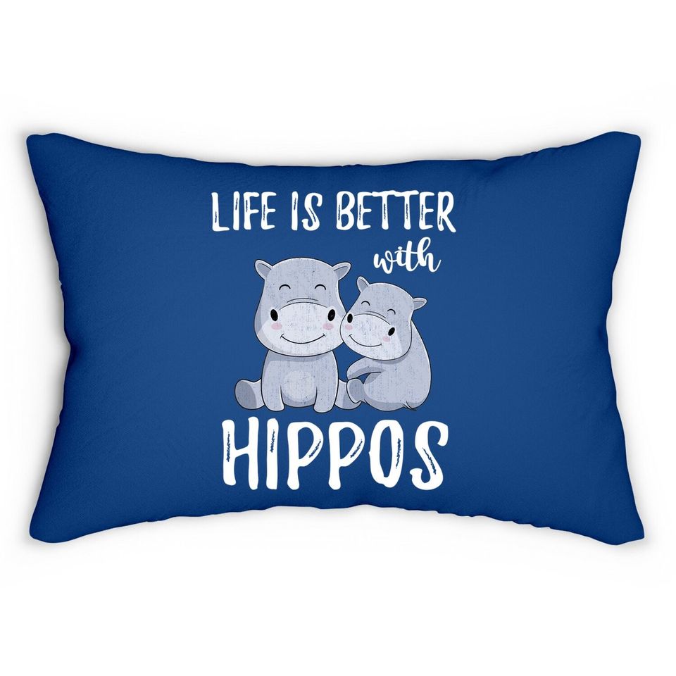 Hippopotamus Animal Lover Gift Idea Baby Hippo Lumbar Pillow