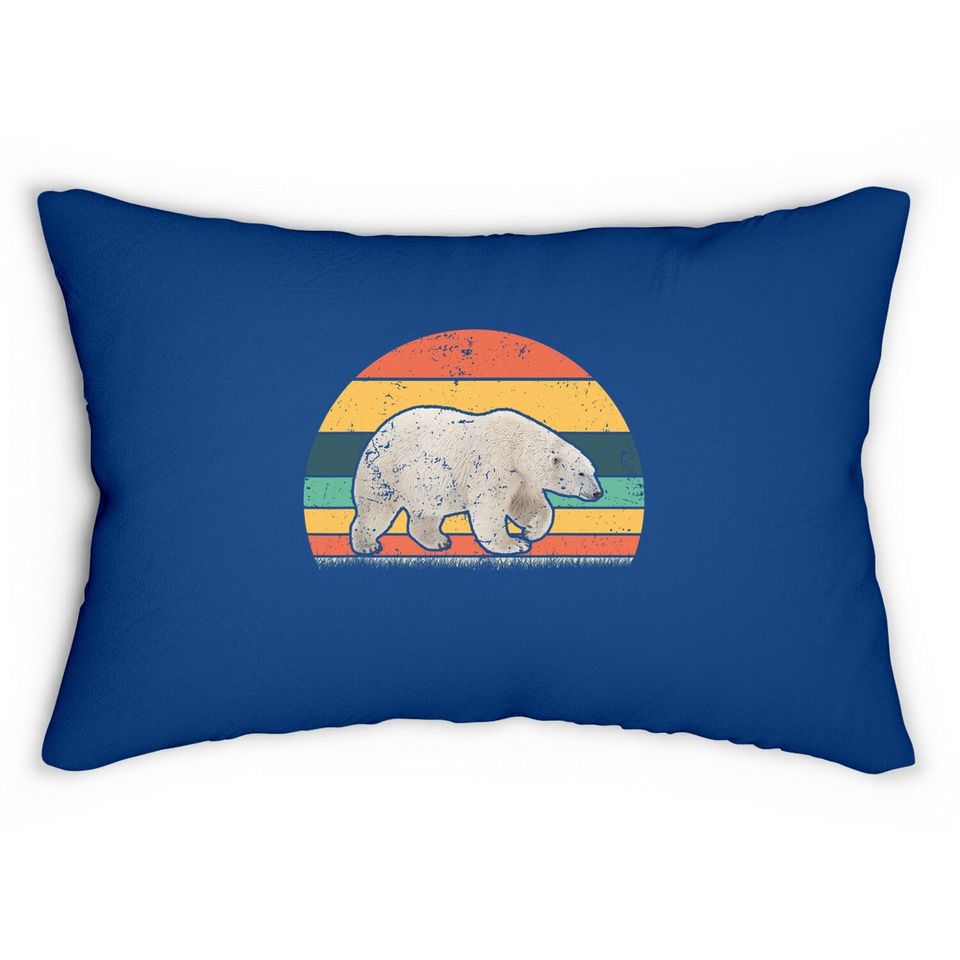 Retro Vintage Polar Bear Animal Lover Zookeeper Lumbar Pillow