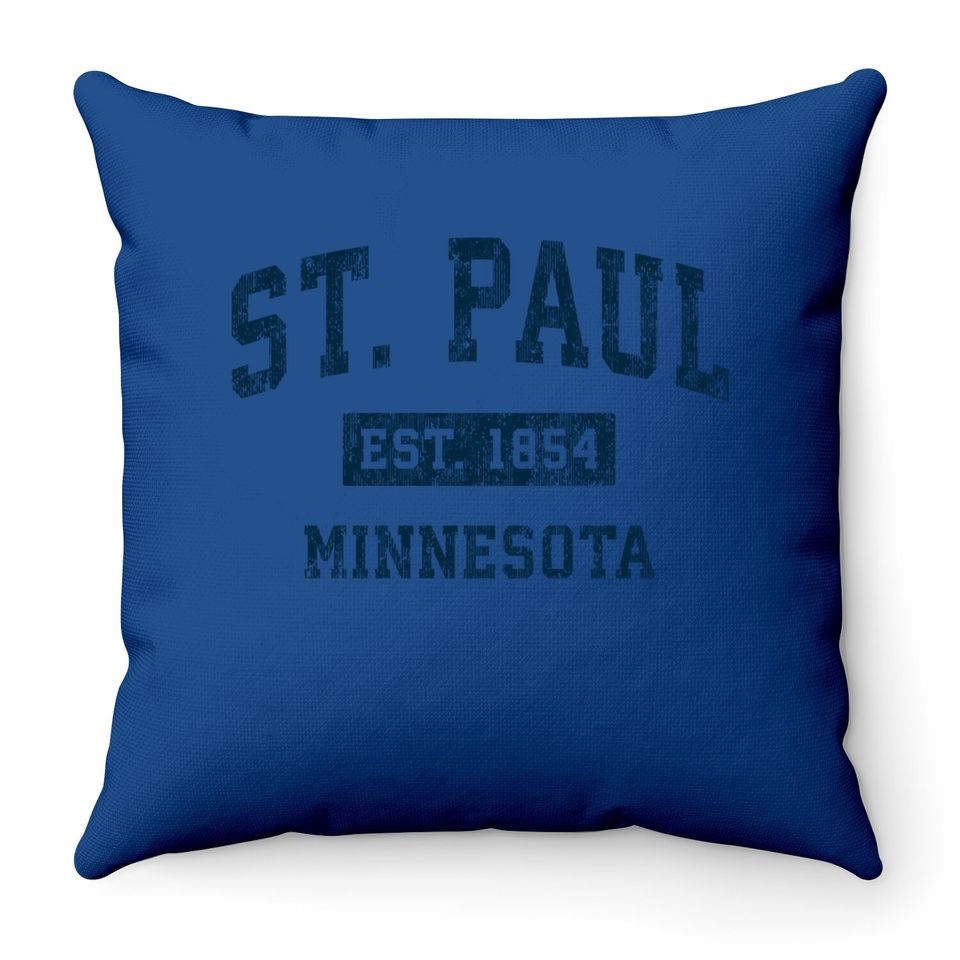 St. Paul Minnesota Mn Vintage Sports Design Navy Print Throw Pillow