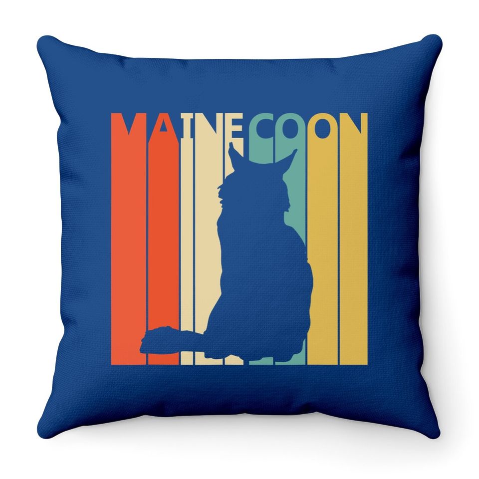 Vintage Maine Coon Cat Throw Pillow