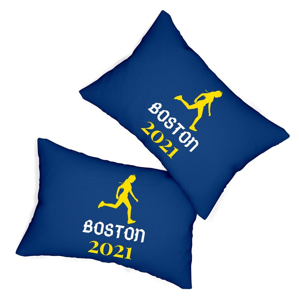 Boston 2021 Running Marathon Training In Progress Runner Lumbar Pillow