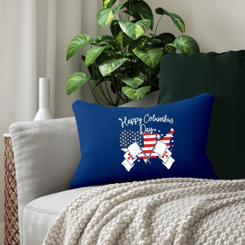 Happy Columbus Day Lumbar Pillow