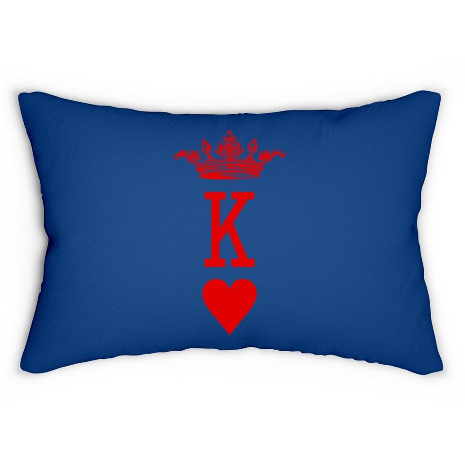 King Of Hearts Vintage Crown Engraving Card Lumbar Pillow