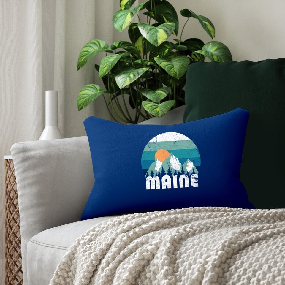Maine State Retro Vintage Lumbar Pillow