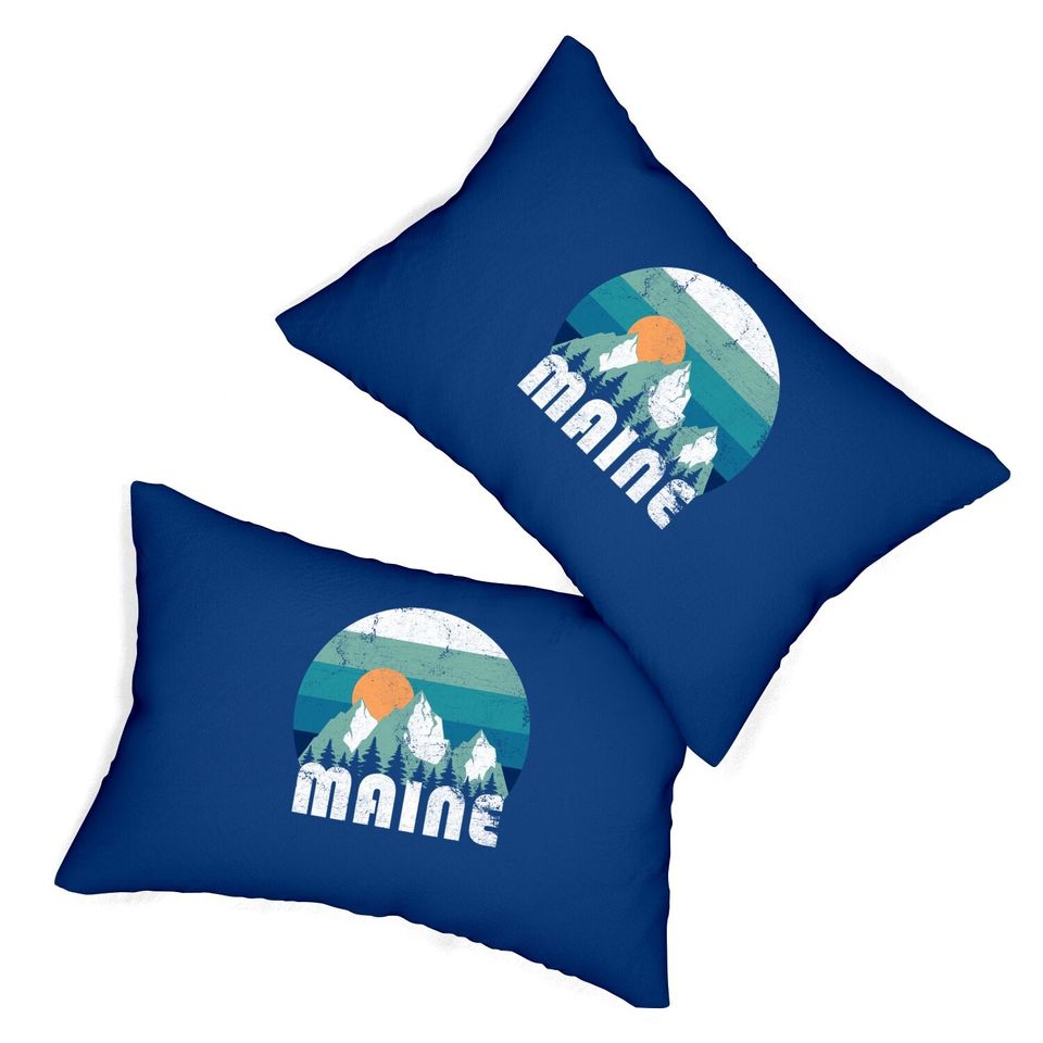 Maine State Retro Vintage Lumbar Pillow