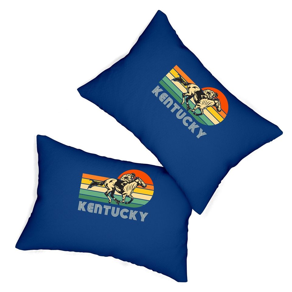 Kentucky Vintage Retro Sunset Horse Racing Derby Lumbar Pillow