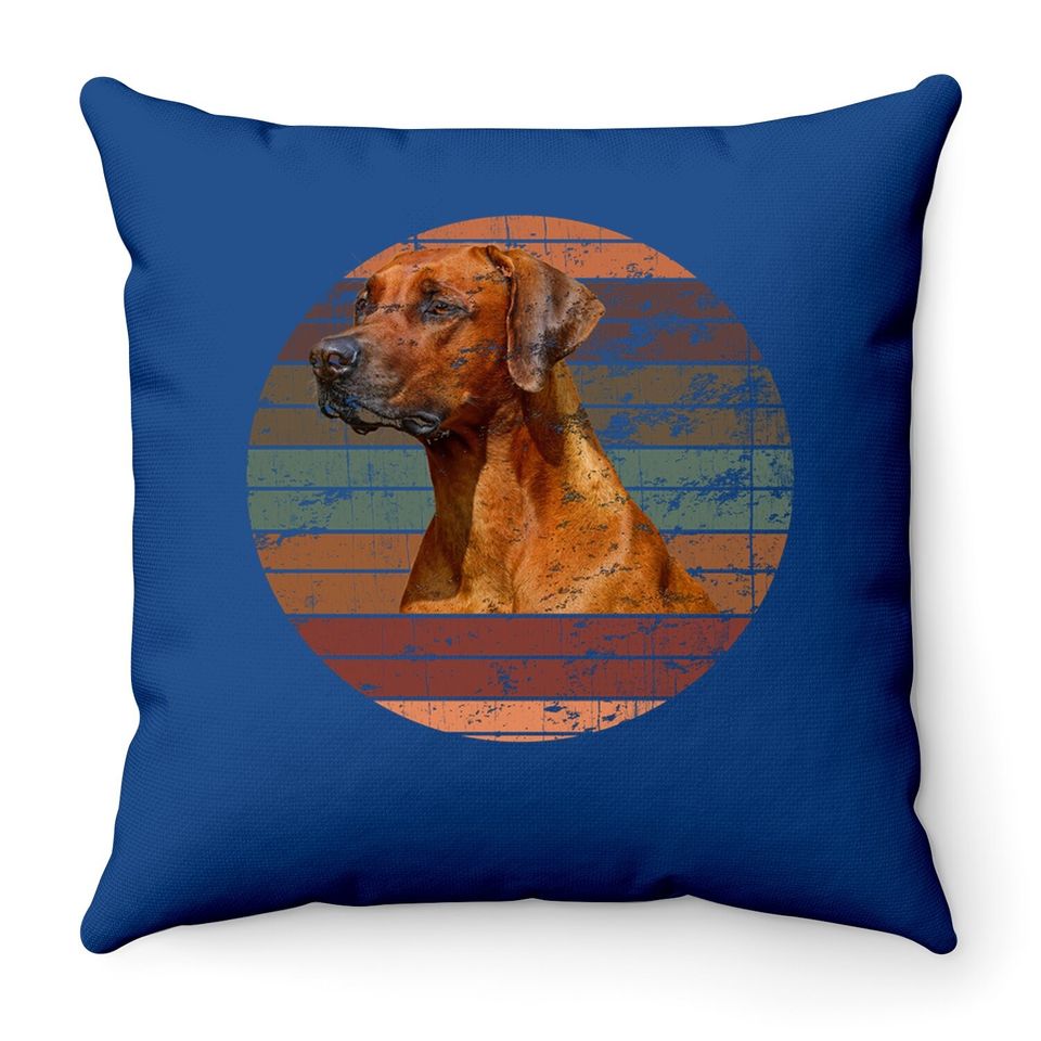 Rhodesian Ridgeback Dog Gift Retro Sunset Throw Pillow
