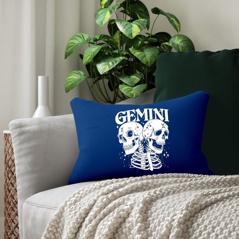 Gemini Faery Crystal Witch Skull Constellation Lumbar Pillow