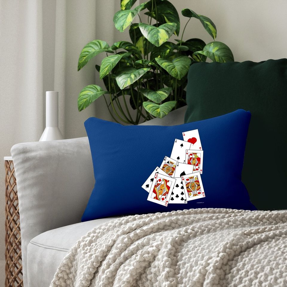 Poker Playing Card Lumbar Pillow Ace King Queen Jack