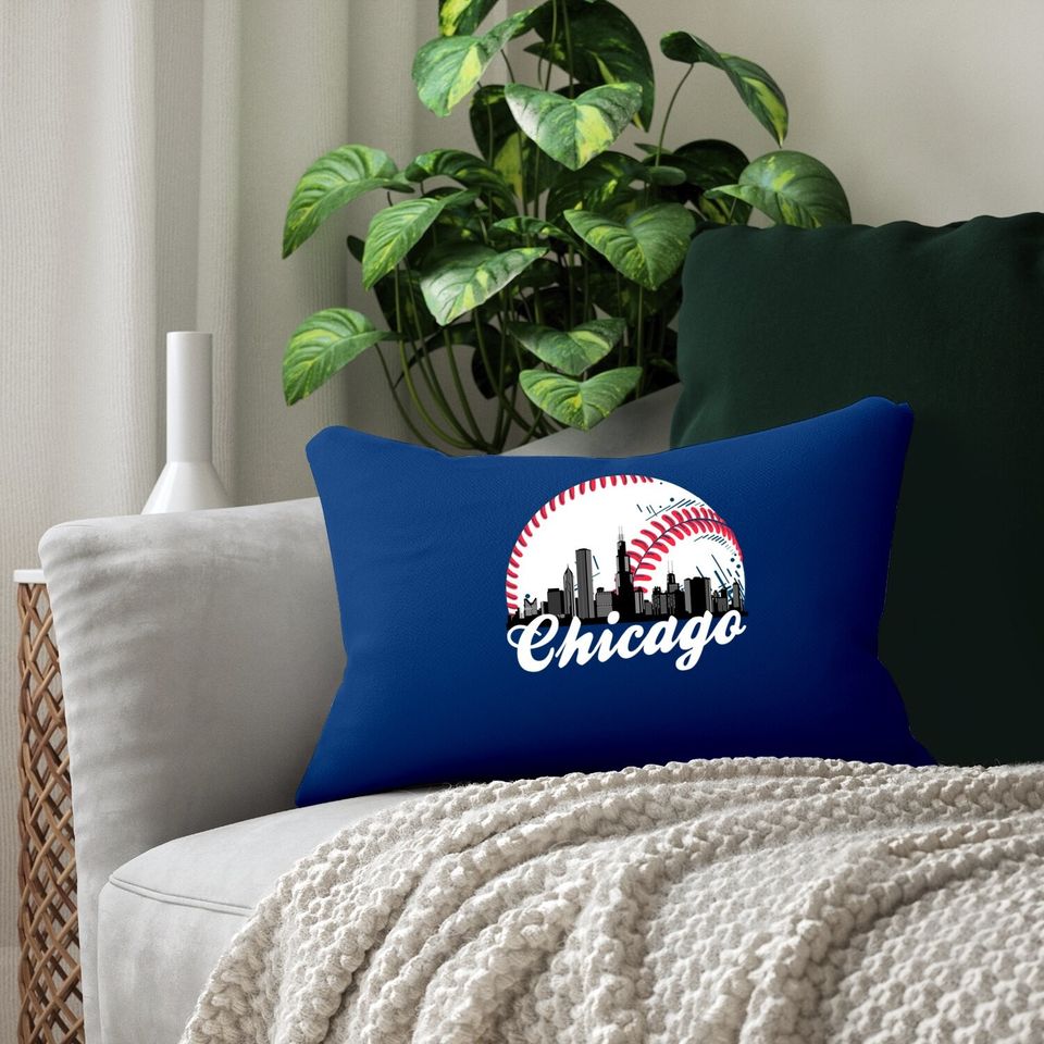 Chicago Baseball Skyline Lumbar Pillow
