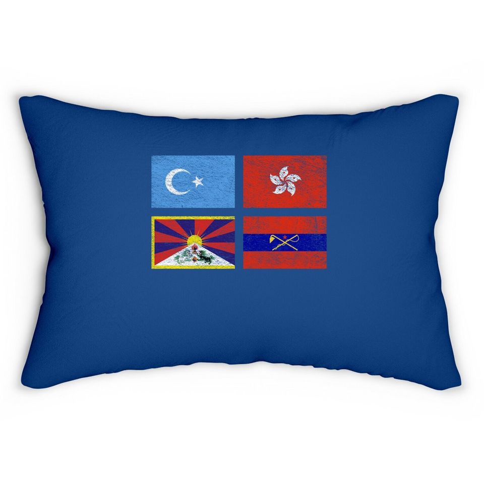 Free Tibet Uyghurs Hong Kong Inner Mongolia China Flag Lumbar Pillow