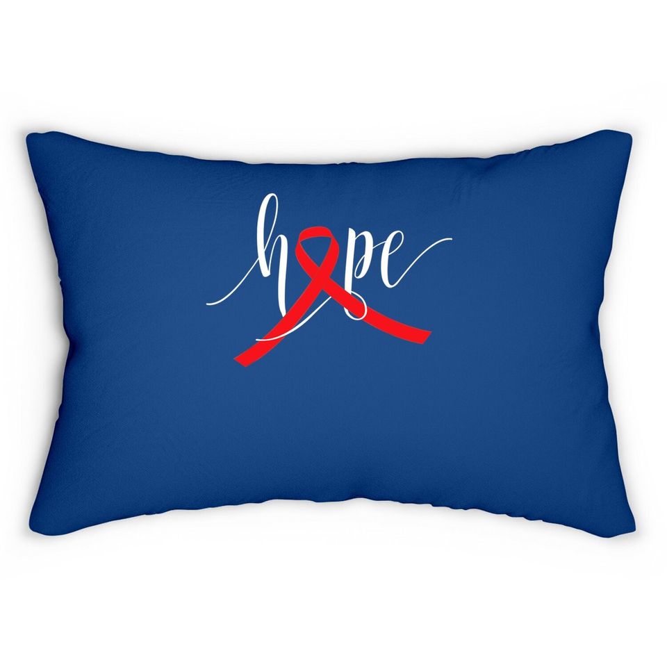 Hope Aids Hiv Red Ribbon Awareness Gift World Aids Day Lumbar Pillow