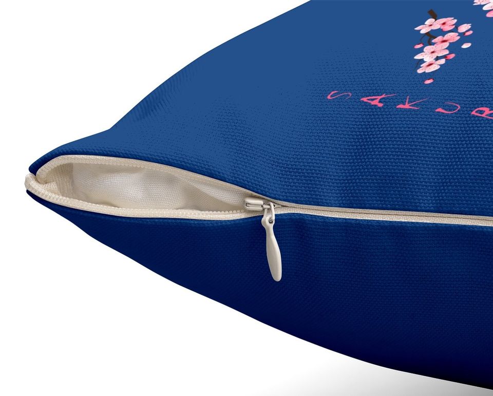 Vintage Sakura Cherry Blossom Japanese Graphical Art Throw Pillow
