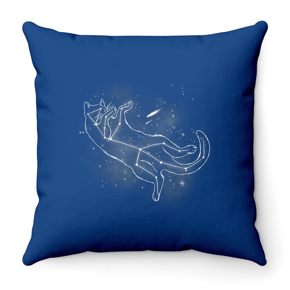 Funny Cat Cats Playing Moon Space Shooting Star Throw Pillow