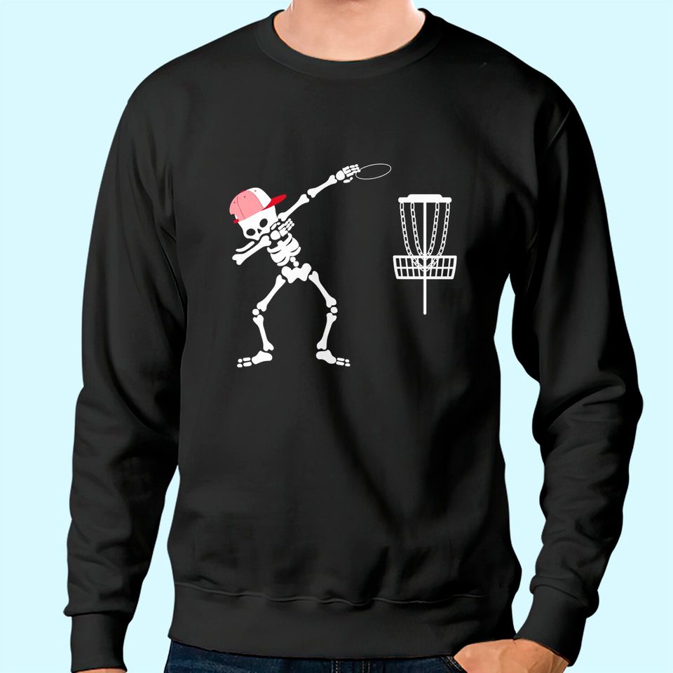 dabbing Skeleton wear hat Disc Golf Player Halloween Costume Sweatshirt