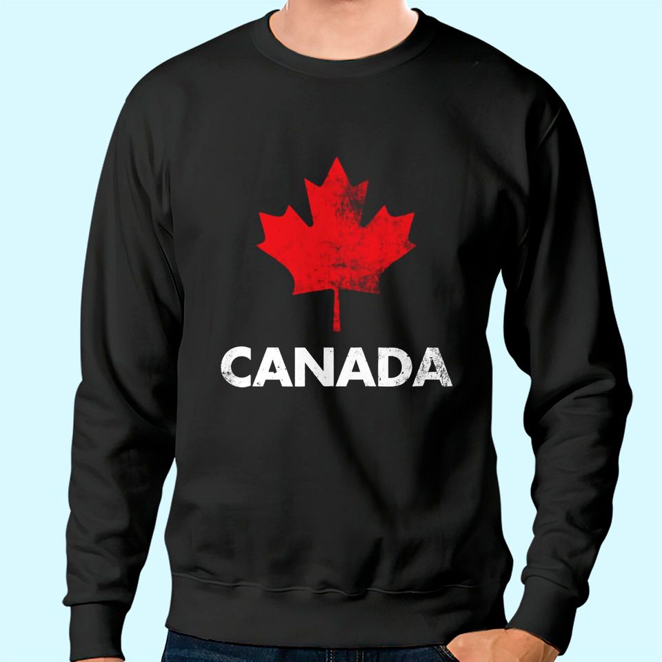 Vintage Retro Canadian Maple Leaf Sweatshirt Canada Flag Sweatshirt