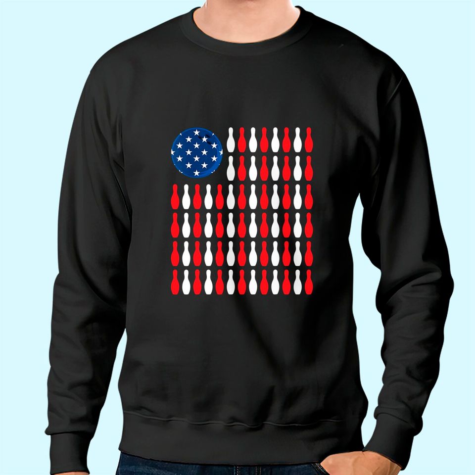 American Flag - Patriotic Bowler & Bowling Sweatshirt