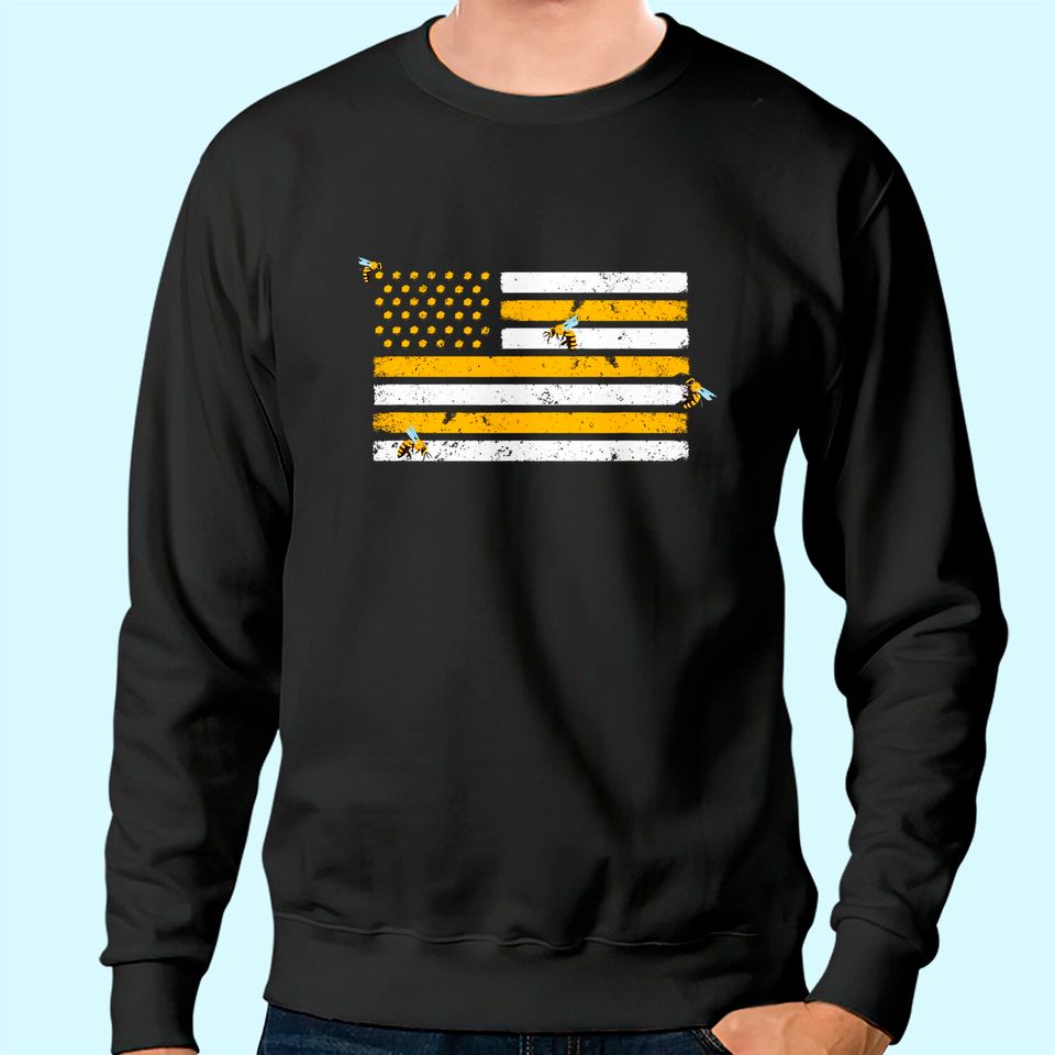 Beekeeper Patriotic American Flag Honeycomb Sweatshirt