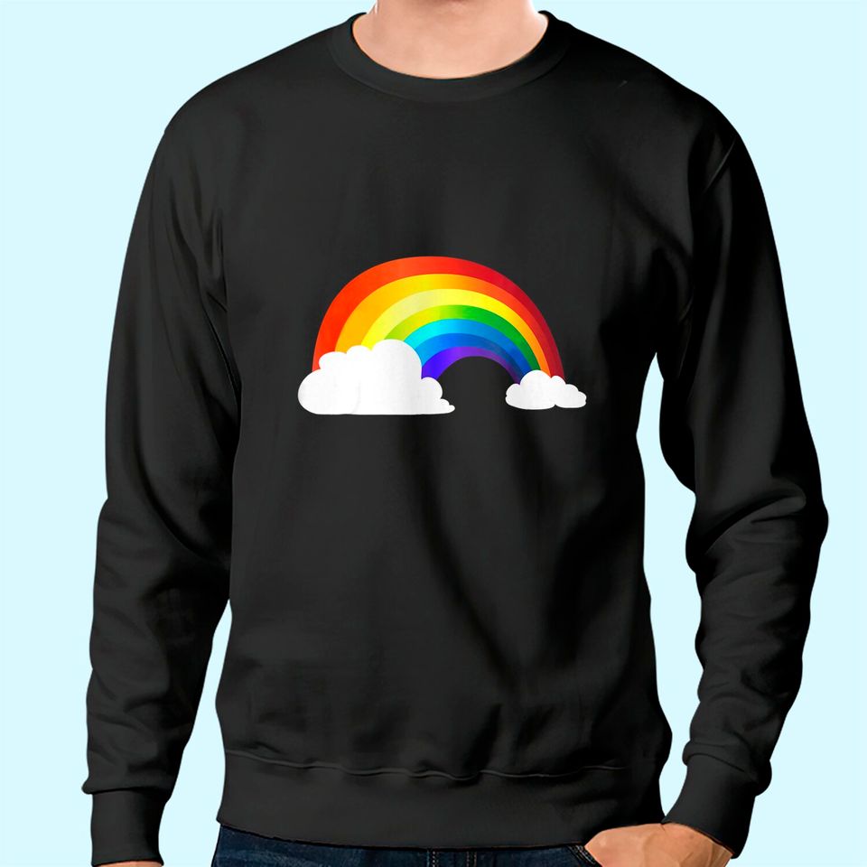Rainbow Sweatshirt - Shiny Rainbow in the Clouds
