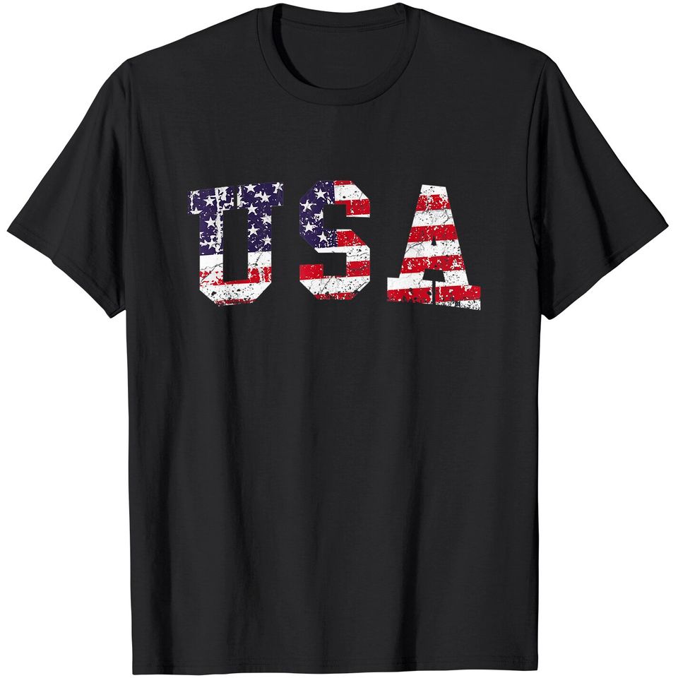 USA T-Shirt Patriotic 4th of July Tee American Flag Vintage T-Shirt