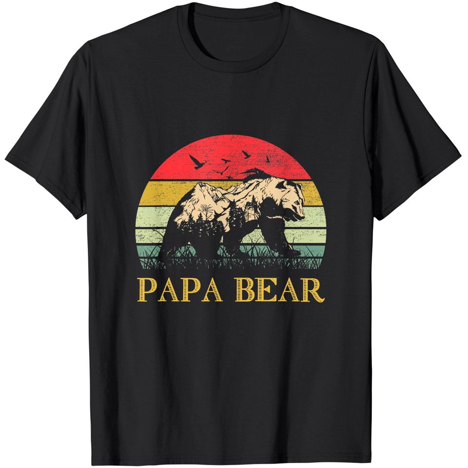 Mens Papa Bear Best Dad TShirt Fathers Day Father Pop T-Shirt