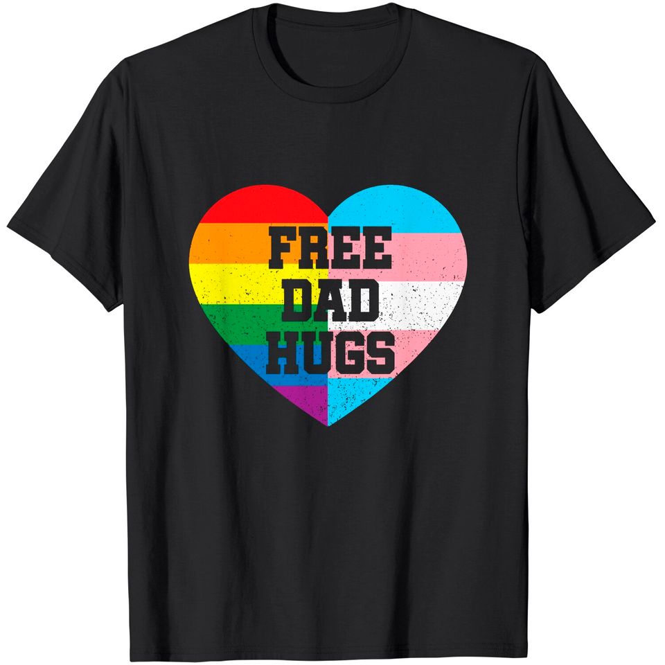 Mens Free Dad Hugs Pride LGBT Rainbow Flag Family T-Shirt