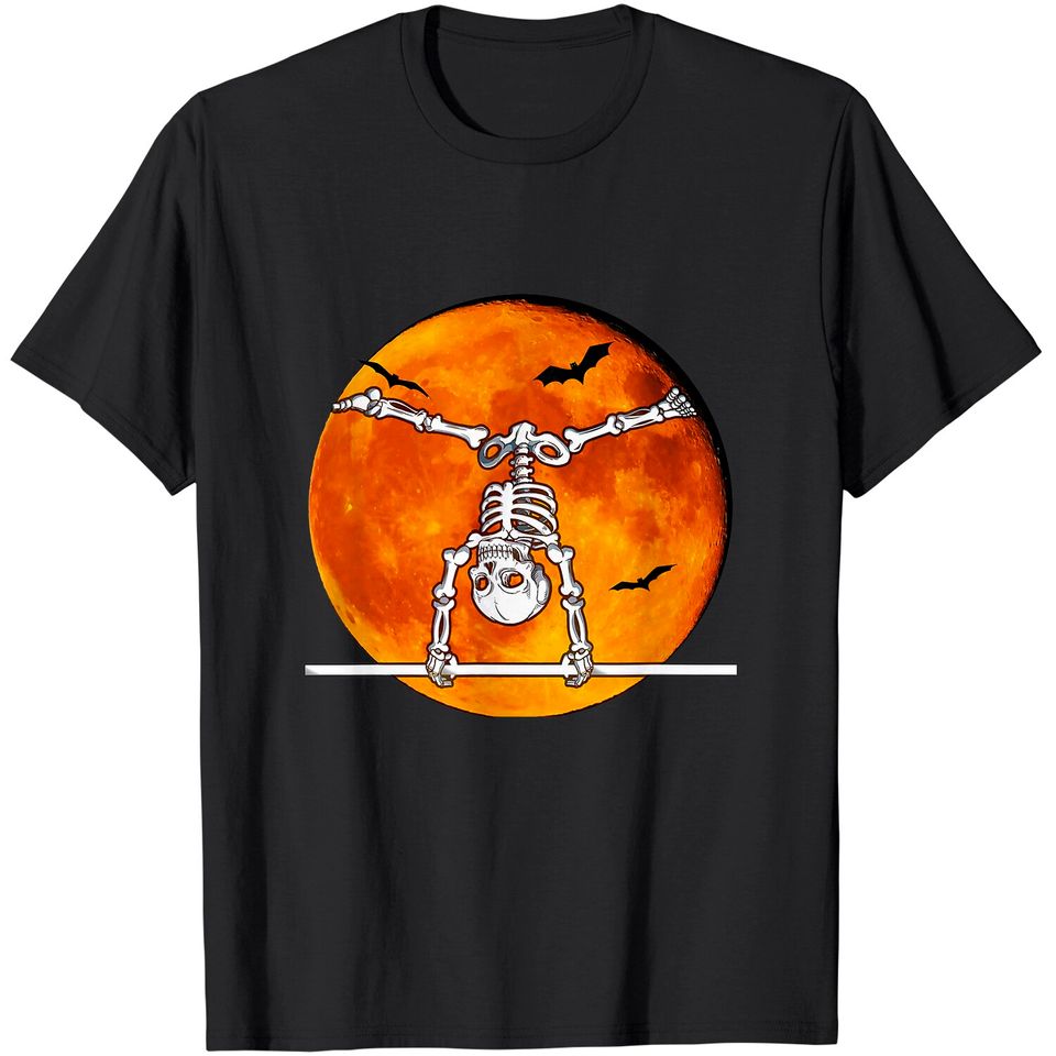 Skeleton Gymnastics Halloween Horizontal Bar T Shirt