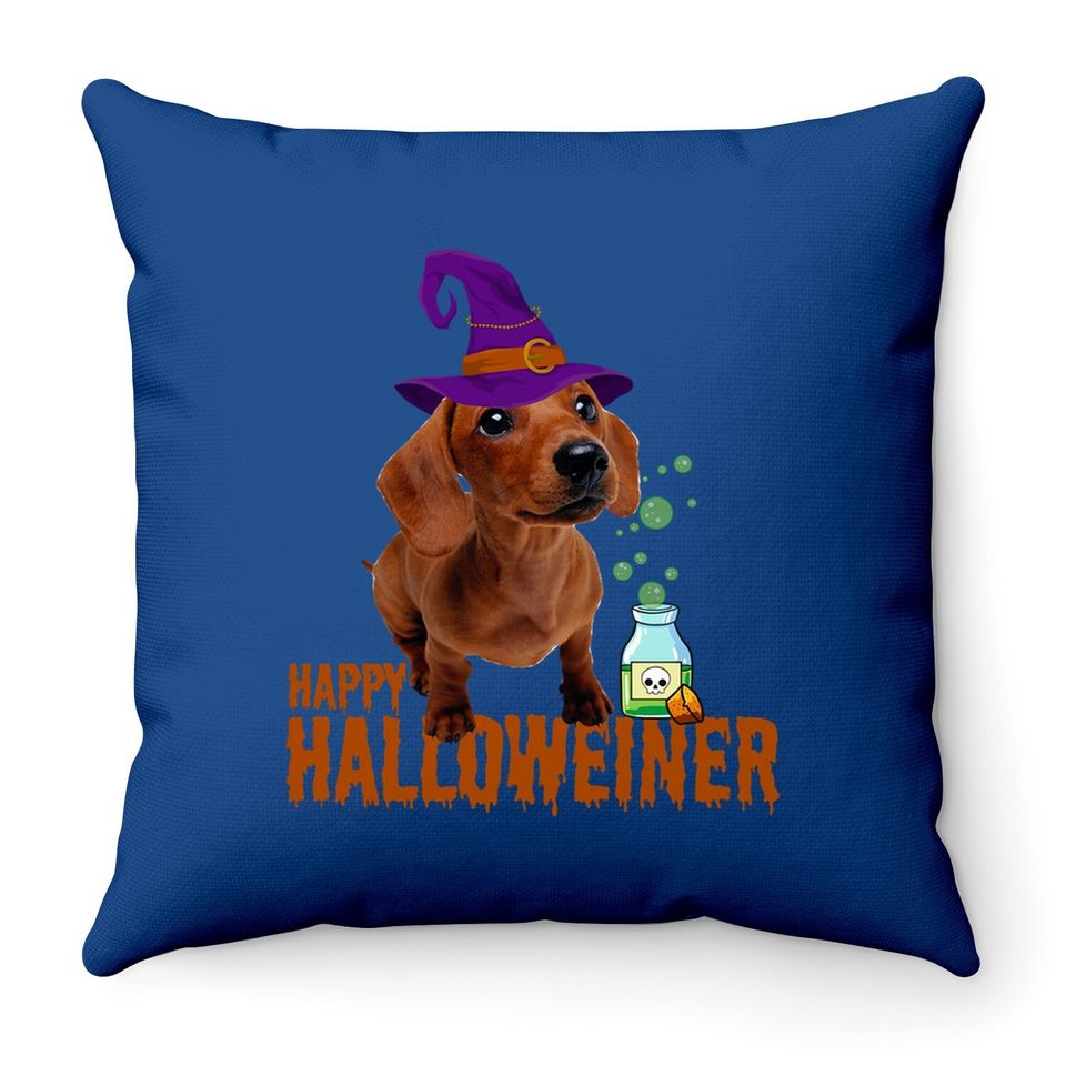 Funny Happy Halloweiner Cute Halloween Dog Lover Dachshund Throw Pillow