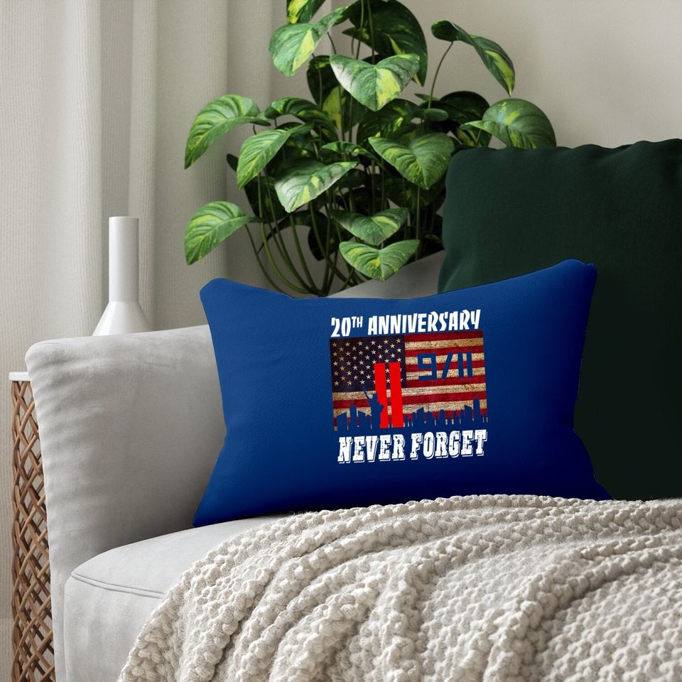 Never Forget 9-11 20th Anniversary Patriot Day Lumbar Pillow