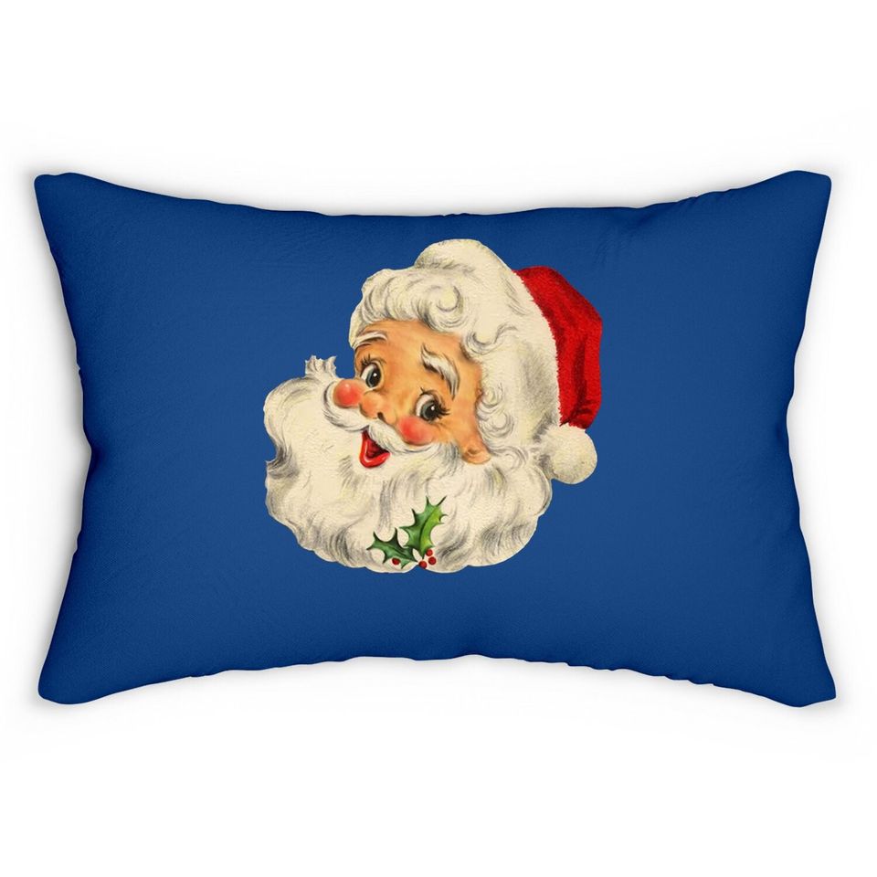 Cool Vintage Christmas Santa Claus Face Lumbar Pillow