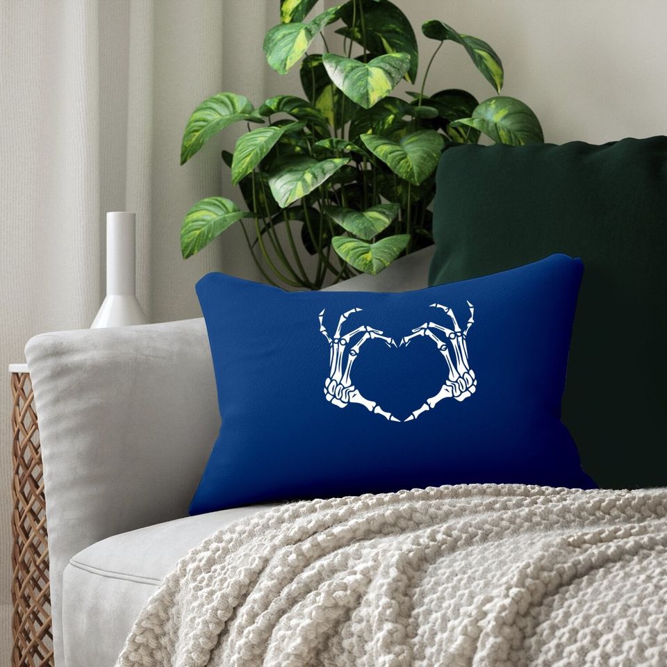 Skeleton Hand Heart Sign Bones Costume Lumbar Pillow