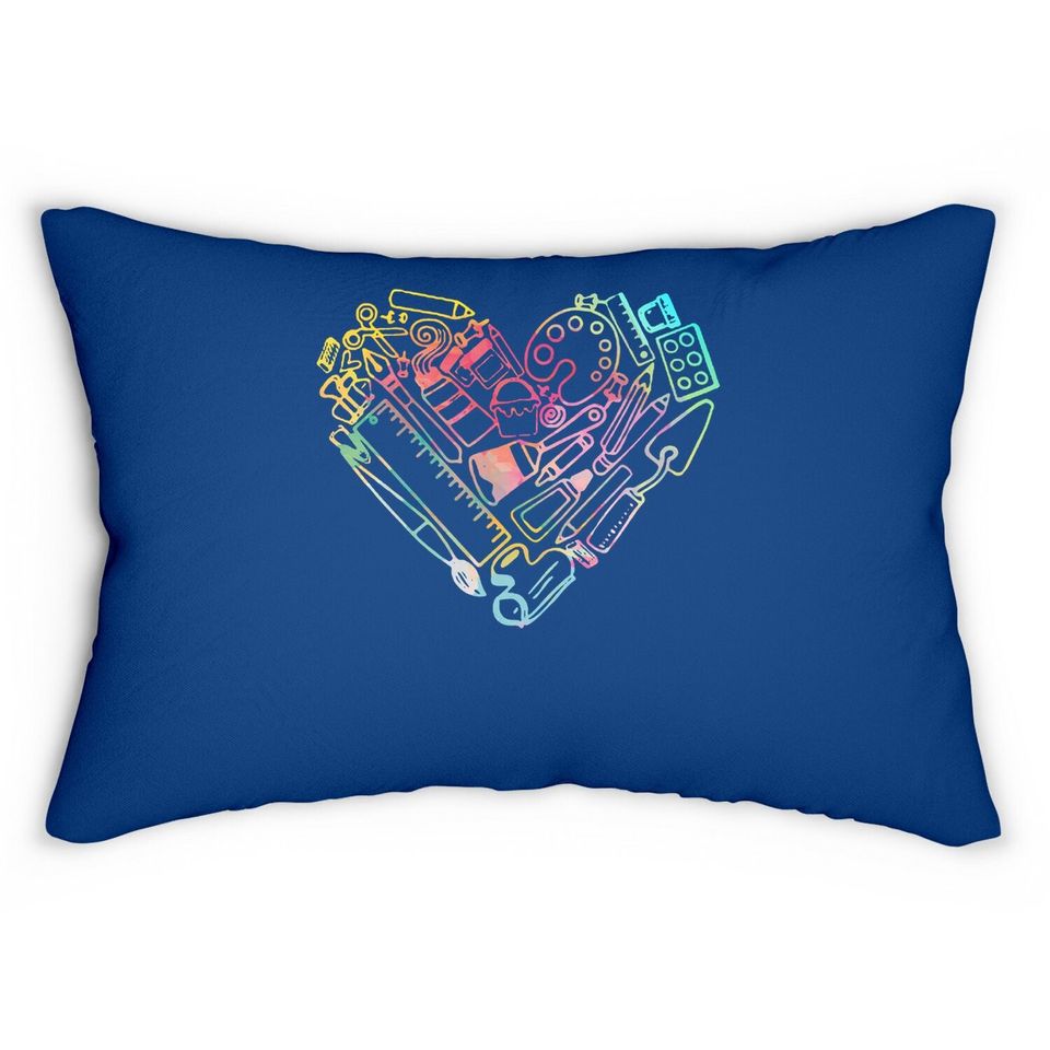 Heart Shape Love Watercolor Art Teacher Lumbar Pillow