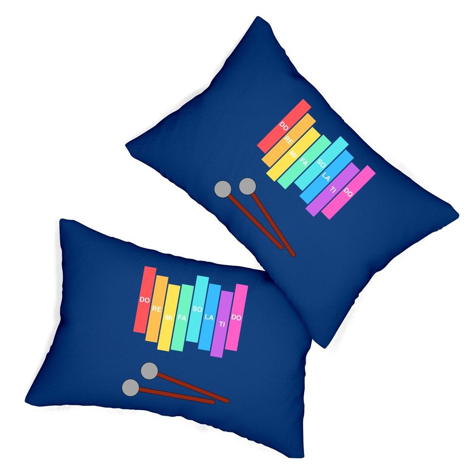 Music Xylophone Vintage Percussion Instrument Rainbow Color Lumbar Pillow
