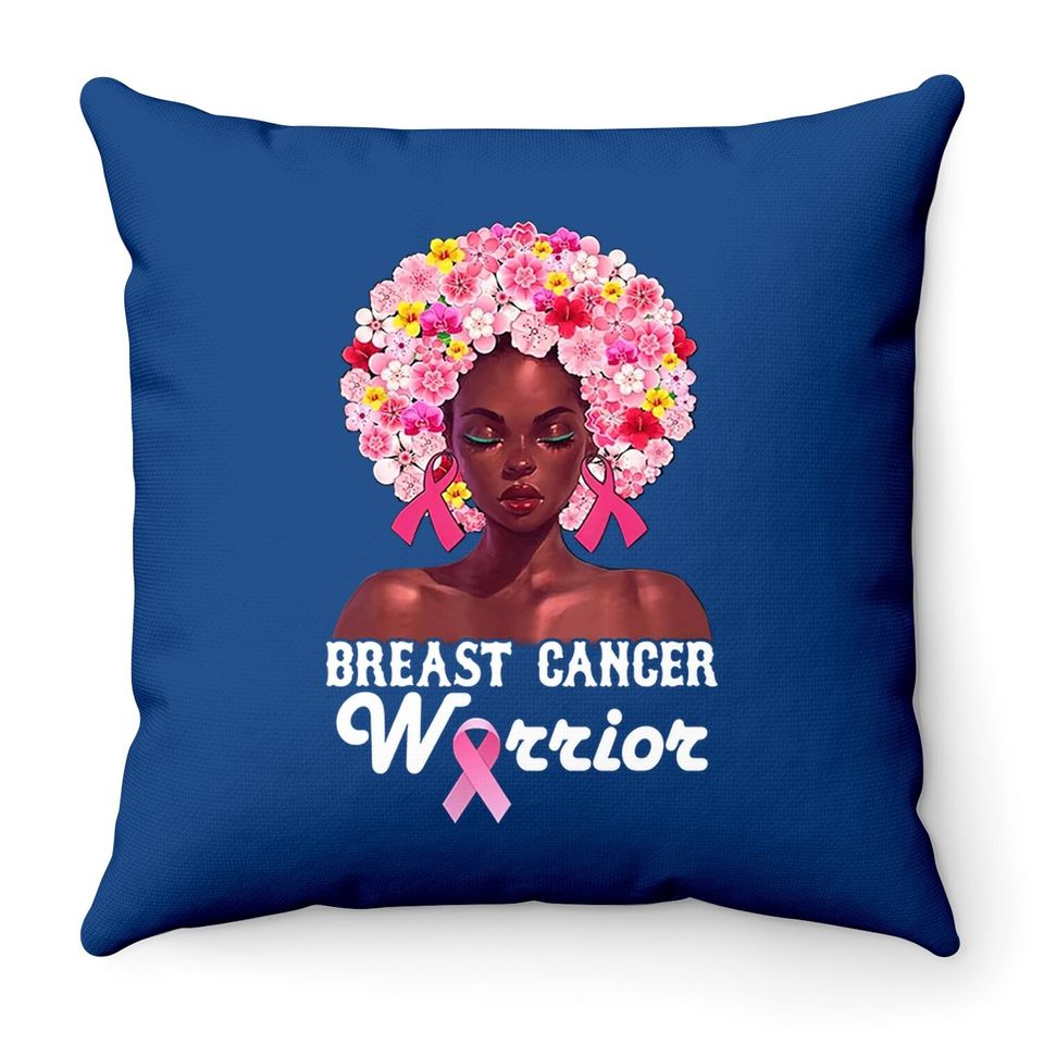 Black Breast Cancer Warrior Throw Pillow