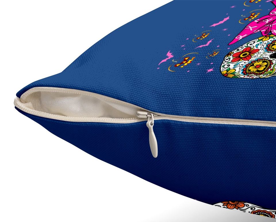 In October We Wear Pink Skeleton Halloween Throw Pillow