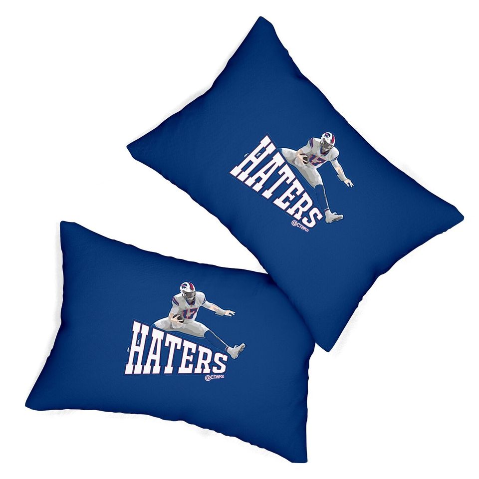 Josh Allen Jumping Over The Haters Lumbar Pillow
