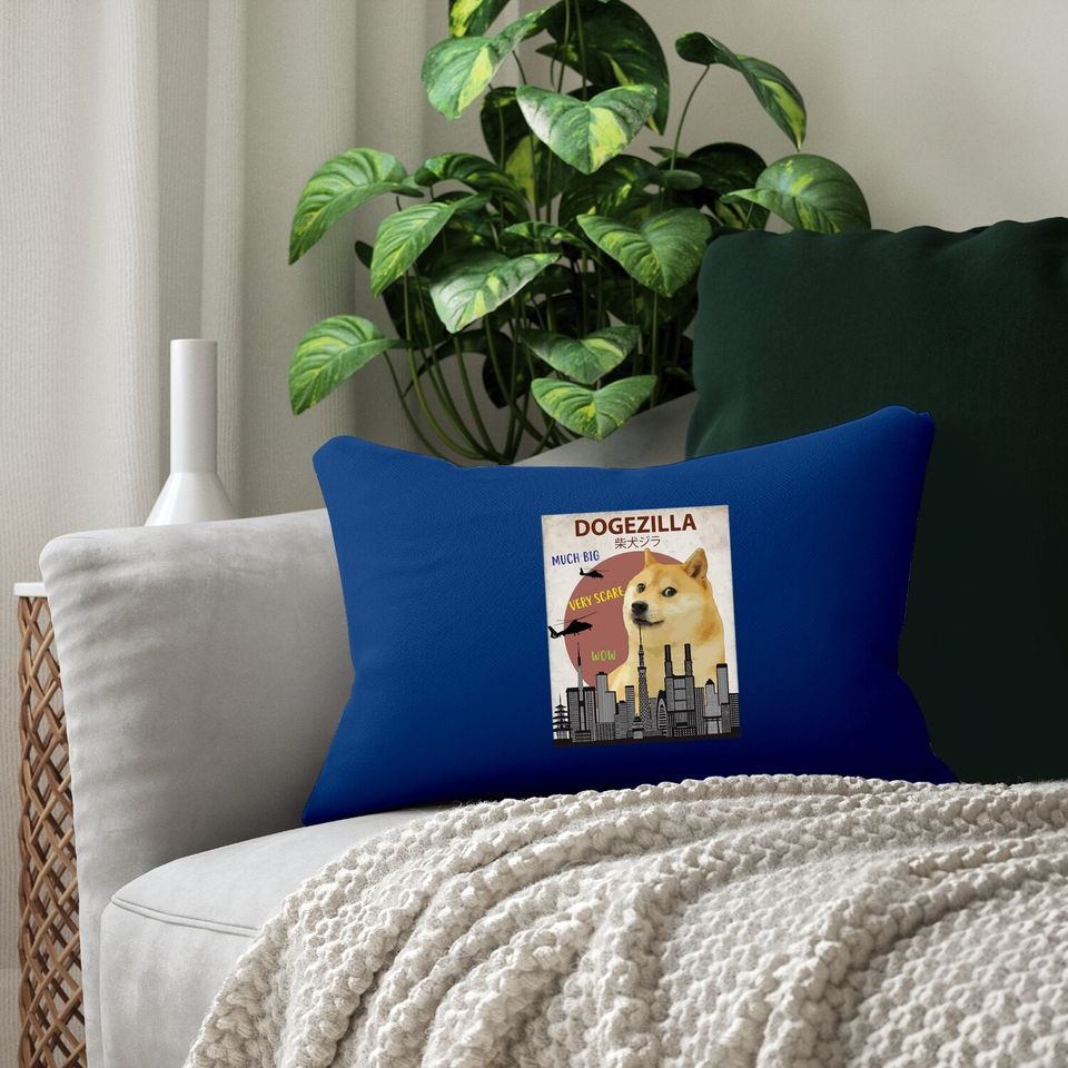Dogezilla Funny Meme Shiba Inu Dog Lumbar Pillow
