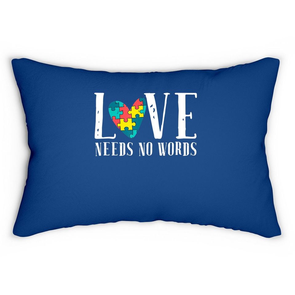 Love Needs No Words Support Autism Awareness Puzzle Lumbar Pillow